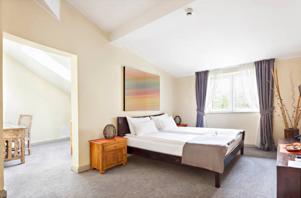 istock Luxurious modern loft bedroom interior with twin bed 1152803638