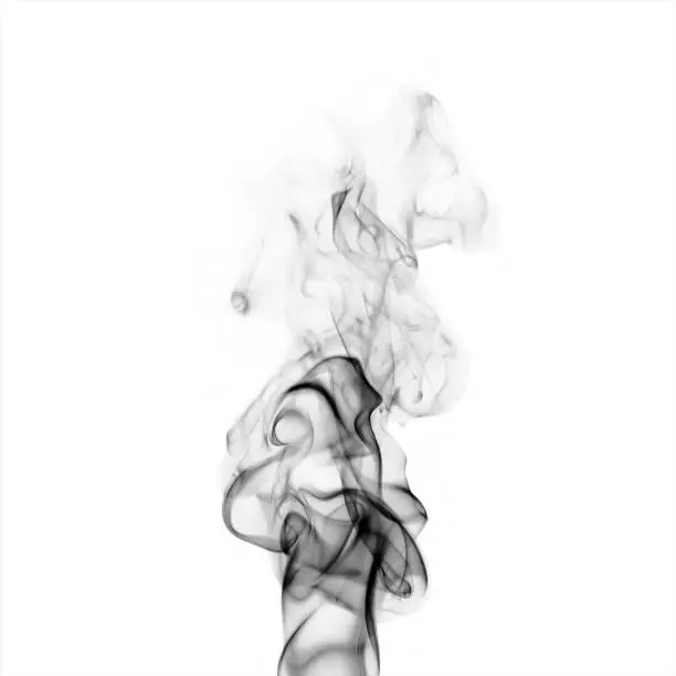 abstract grey smoke stream isolated on white background