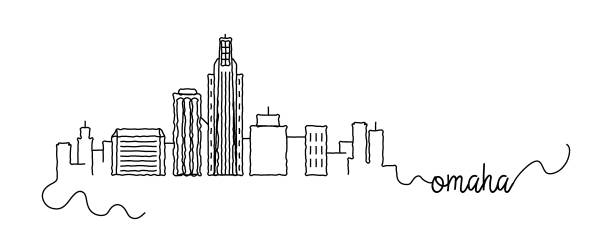 Omaha City Skyline Doodle Sign Omaha City Skyline Doodle Sign omaha stock illustrations