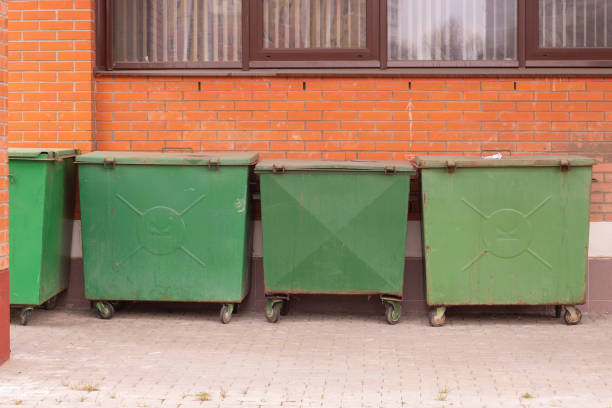 istock green garbage waste collection dumpster, problems of ecology sorting waste trash, separate collection of garbage 1152807808