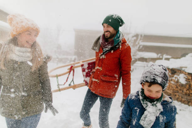 istock Sledding fight with my family 1152808689