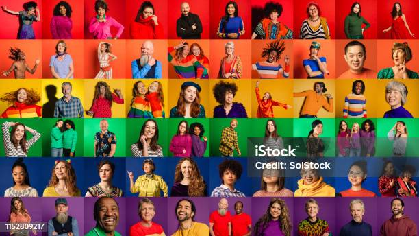 Pride Flag Montage Stock Photo - Download Image Now - Multiracial Group, Diversity, People
