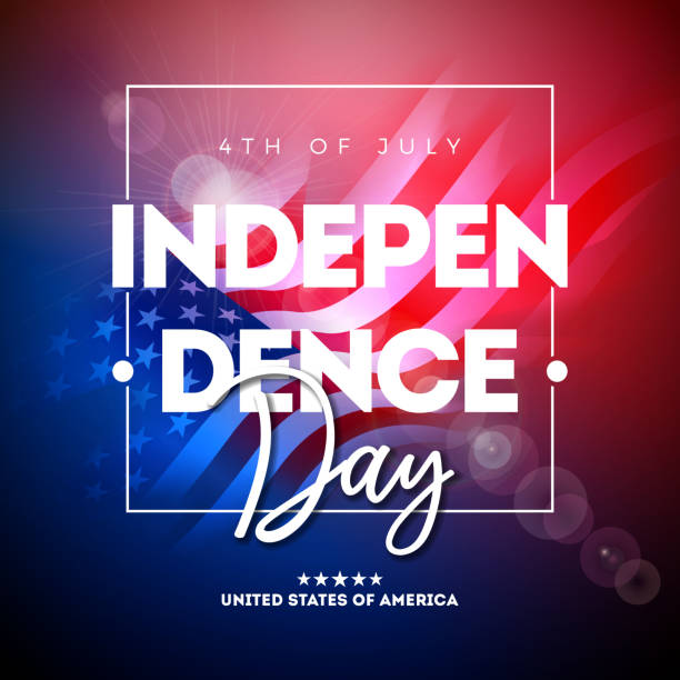 4th of July Independence Day of the USA Vector Illustration wth American Flag And Typography Letter on shiny Background. Fourth of July National Celebration Design with for Banner, Greeting Card, Invitation or Holiday Poster. 4th of July Independence Day of the USA Vector Illustration wth American Flag And Typography Letter on shiny Background. Fourth of July National Celebration Design with for Banner, Greeting Card, Invitation or Holiday Poster fourth of july illustrations stock illustrations