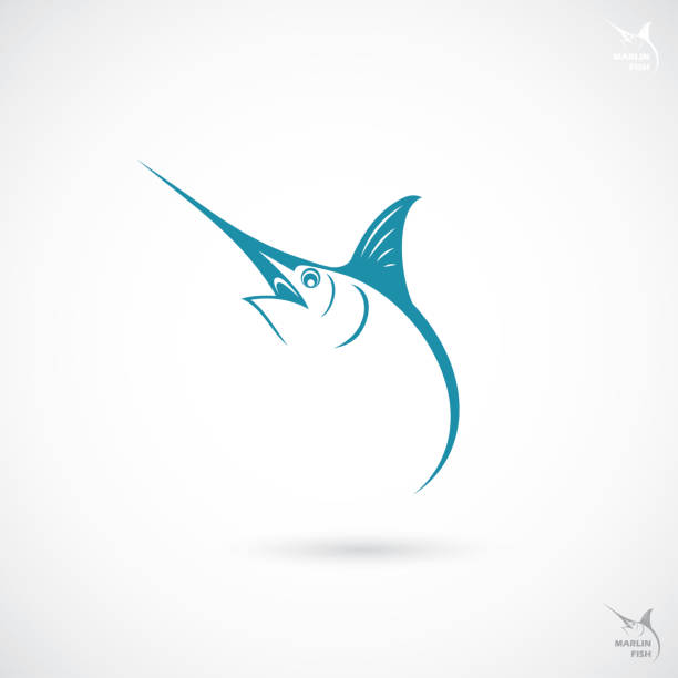 illustrations, cliparts, dessins animés et icônes de poisson marlin signe-illustration vectorielle - espadon