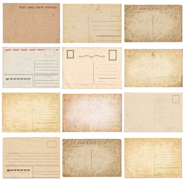 istock Set of various old vintage postcards isolated on white 1152812627
