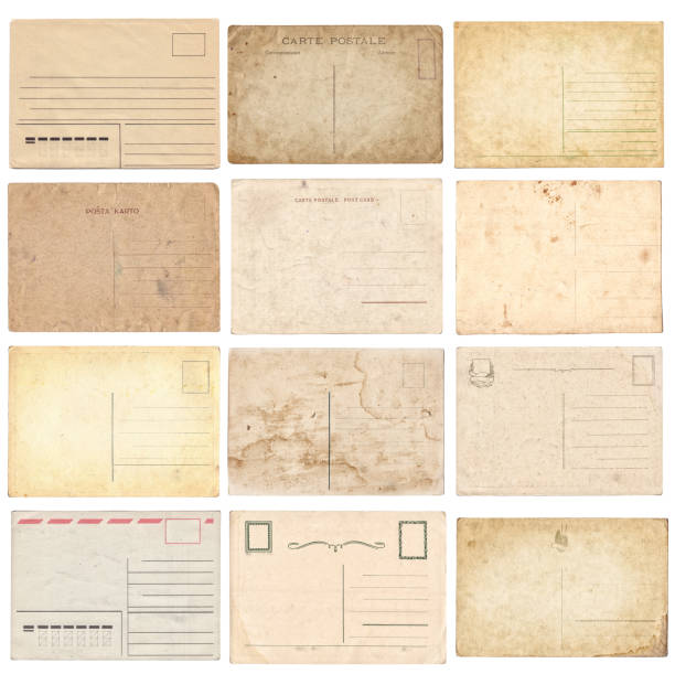 istock Set of various old vintage postcards isolated on white 1152812811