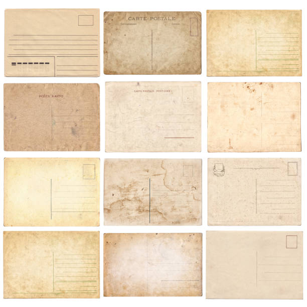istock Set of various old vintage postcards isolated on white 1152813303