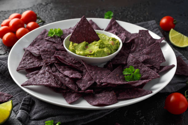 istock Blue corn Organic tortilla chips with Guacamole 1152815885