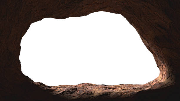 istock cave opening, mysterious den entrance in bright light, 3d rendering isolated on white background 1152817170