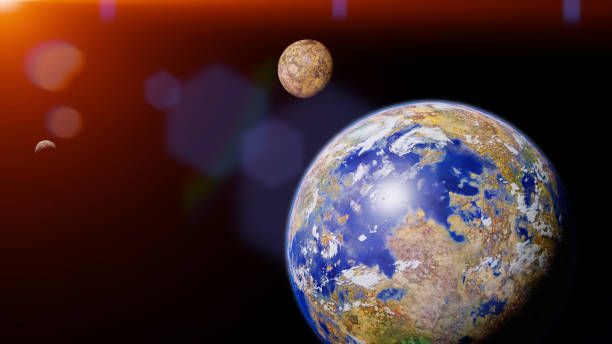 istock idyllic alien planet, exoplanet with moons (3d space illustration) 1152818863