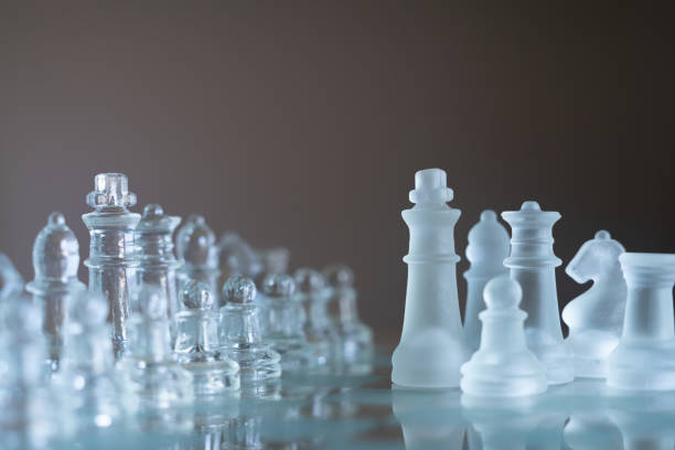 istock Chess board game made of glass, business competitive concept, copy space 1152820499