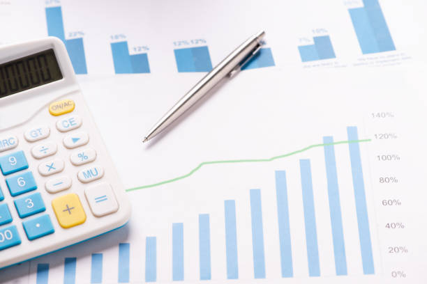 istock Financial statements. Calculator on charts annulal statement 1152827554