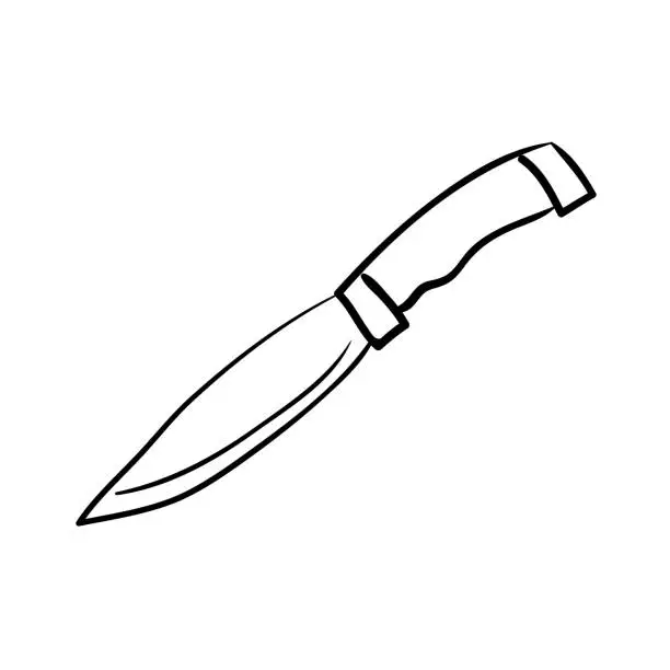 Vector illustration of Fixed Blade Tactical Combat Hunting Survival Sawback Bowie Knife Isolated On White Background