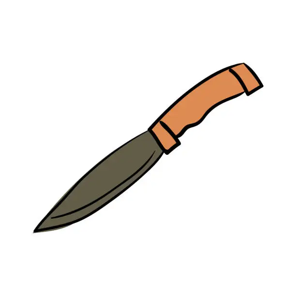 Vector illustration of Fixed Blade Tactical Combat Hunting Survival Sawback Bowie Knife Isolated On White Background