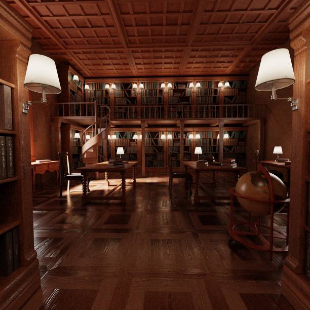 istock Realistic 3D Render of Old Antique Library 1152831006