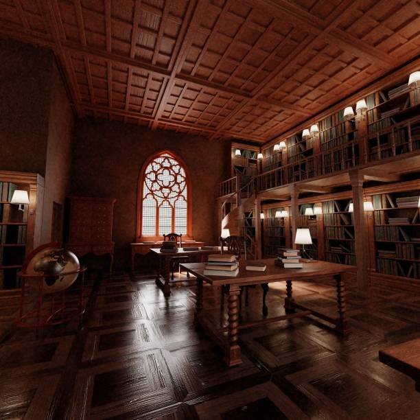 istock Realistic 3D Render of Old Antique Library 1152831022