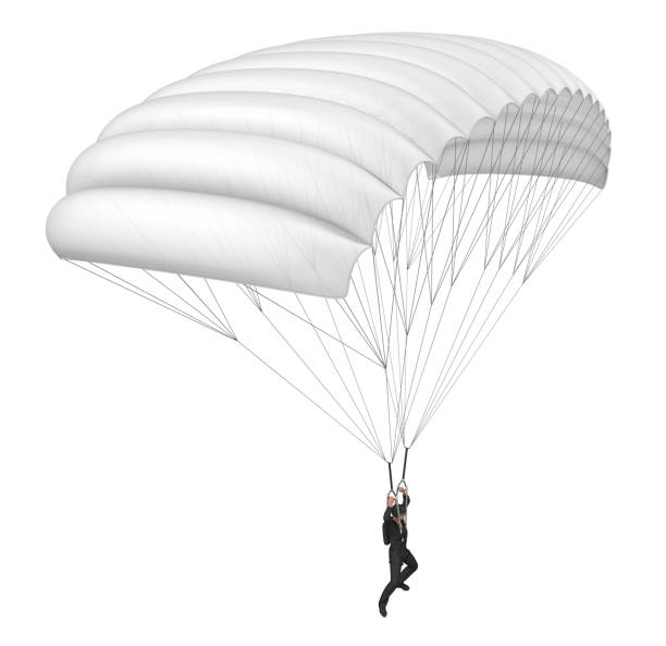 istock Skydiver with parachute wings white. 1152832581