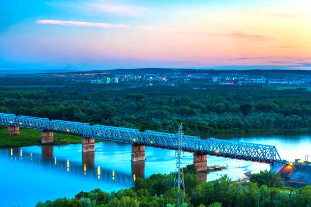 Sunset over Ufa, Bashkortostan, Russia.