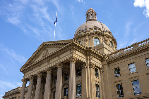 Alberta Legislature Building in Edmonton, Canada. It is the meeting place of the Executive Council and the Legislative Assembly