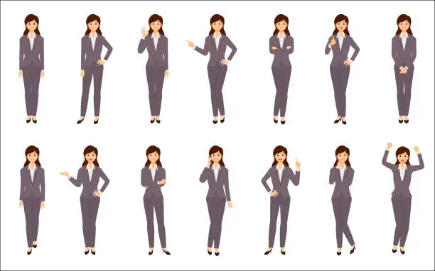Vector illustration of Set of businesswoman isolated on white background