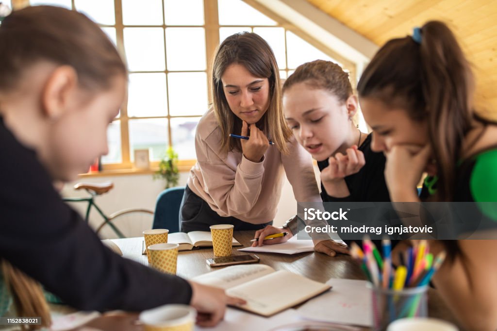 Math Problems Together Teacher And Students Solving Math Problems Together Stock Photo ...