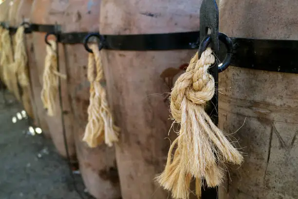 Photo of Peruvian Pisco Brandy's Clay Barrels at the Winery in Ica Region, Peru, South America