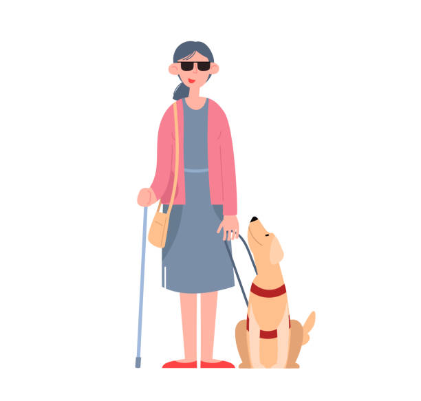 A Blind Girl Wearing Sunglasses With A Seeingeye Dog Stock Illustration -  Download Image Now - iStock