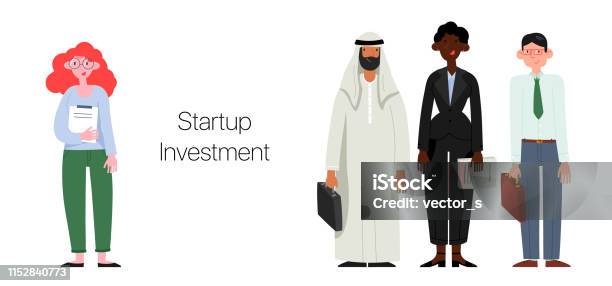 Startup Investing Stock Illustration - Download Image Now - Characters, Simplicity, Sitting