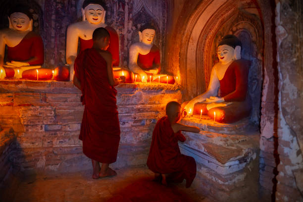 istock Young buddhist monks in Myanmar 1152842622