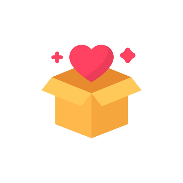 illustrations, cliparts, dessins animés et icônes de saint valentin cadeau icône plat. pixel parfait. pour mobile et web. - valentines day gift box happiness joy