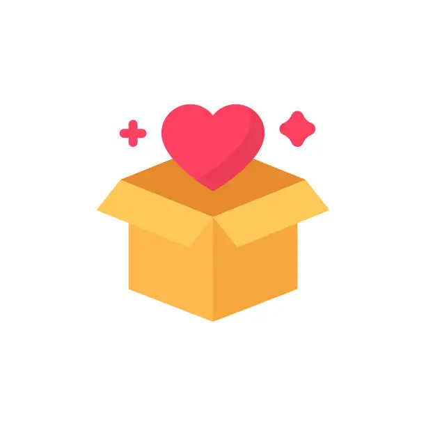 Vector illustration of Valentine's Day Gift Flat Icon. Pixel Perfect. For Mobile and Web.