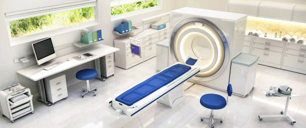 病院の部屋の mri 機械。病院のインテリアデザイン - medical equipment mri scanner mri scan hospital ストックフォトと画像