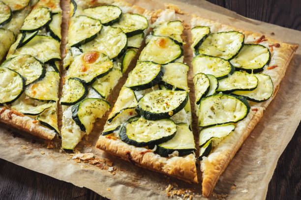 istock Zucchini, ricotta and mozzarella puff pastry tart. 1152848438
