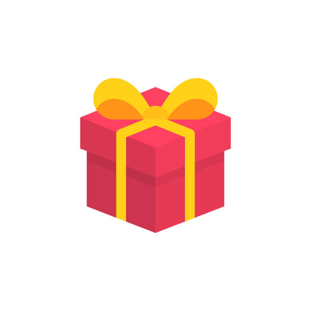 isometrisches geschenkflat icon. pixel perfect. für mobile und web. - geschenk stock-grafiken, -clipart, -cartoons und -symbole