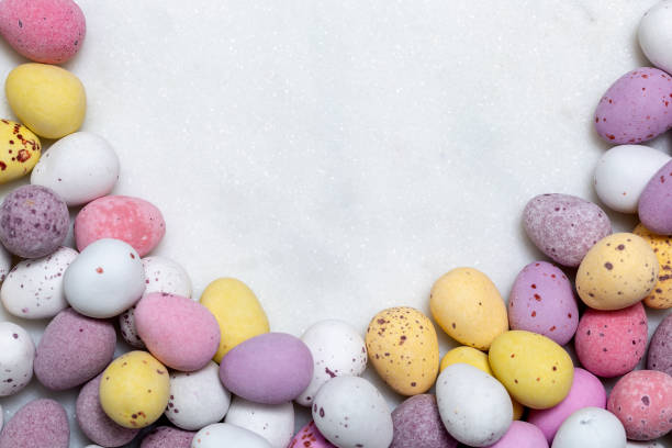 Candy Eggs on Marble stock photo