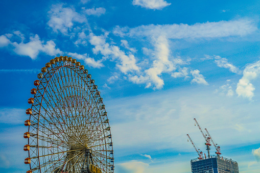 Minato Mirai of the Ferris wheel and (Cosmo clock) sunset. Shooting Location: Yokohama-city kanagawa prefecture