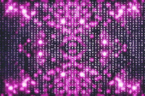 Pink Matrix Code Pink Matrix Digital Background Abstract Cyberspace Concept Characters ...