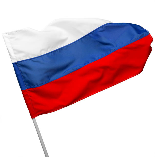 istock Russia flag waving on white background 1152854956