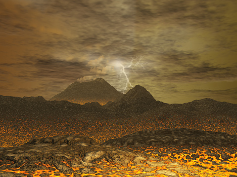 Ilustración 3D de un paisaje de Venus photo