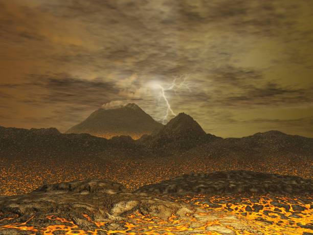 3d illustration of a landscape of Venus stock photo