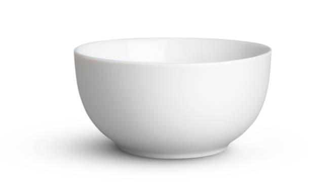 Empty white bowl with clipping path stock photo