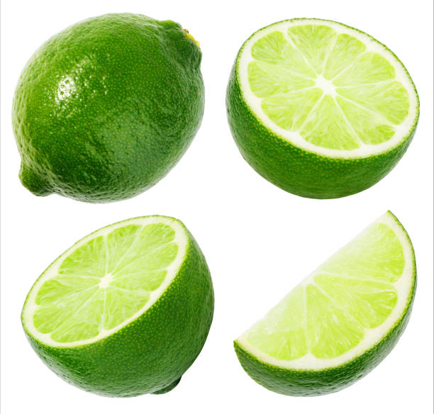istock Set of limes isolated on white background 1152859478
