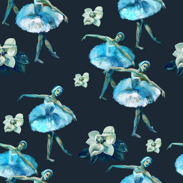 istock Ballet Painting Acrylic seamless pattern. Hand Drawn ballerinas illustration. Print for textile, cloth, wallpaper, scrapbooking 1152859517