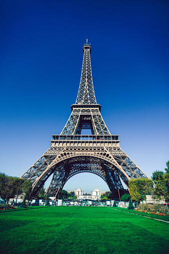 Park Under Eiffel Tower In Paris, France