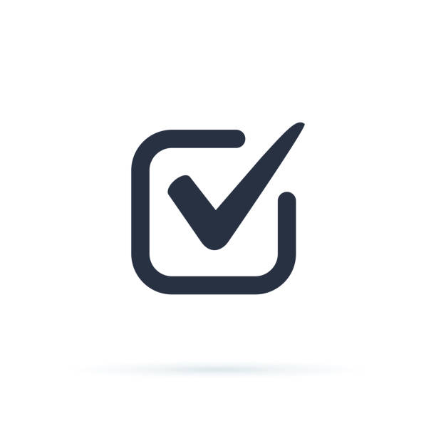 symbol wektora ikony zaznaczenia, znacznik wyboru izolowany na białym tle, zaznaczona ikona lub prawidłowy znak wyboru, znacznik wyboru - checklist stock illustrations
