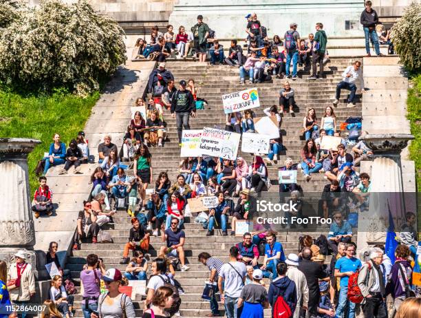 Fridays For Future Protest In Munich Stock Photo - Download Image Now - Protest, Fridays for Future, Climate