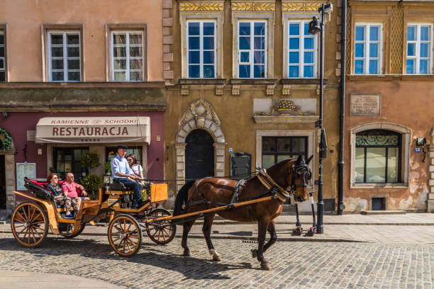 una vista tipica nel centro storico di varsavia in polonia - warsaw old town square foto e immagini stock