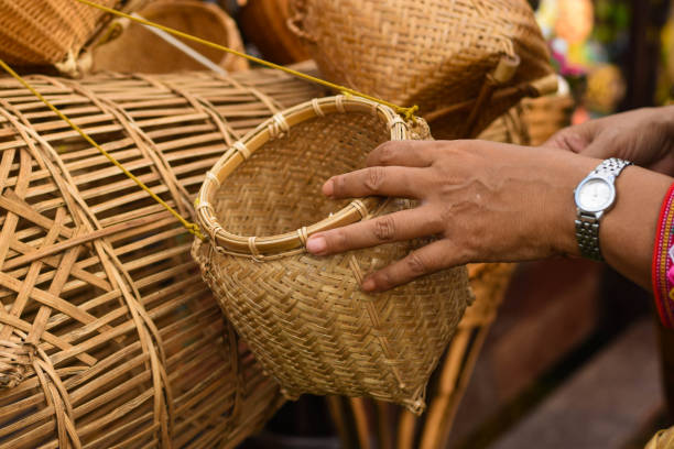 istock Wickerwork, handmade handicrafts made of bamboo 1152865352