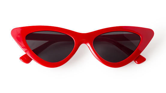 Red cat eye sunglasses isolated on white background