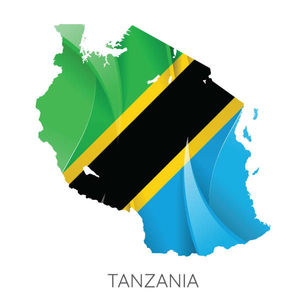 Map of Tanzania with national flag. Vector Illustration. Map Of Tanzania With Flag As Texture Isolated On white Background. Vector Illustration tanzania stock illustrations